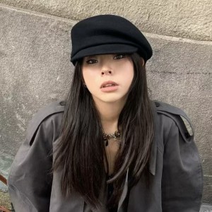 黑色羊毛呢报童帽女秋冬帽子法式贝雷帽羊毡帽画家礼帽