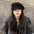 黑色羊毛呢报童帽女秋冬帽子法式贝雷帽羊毡帽画家礼帽